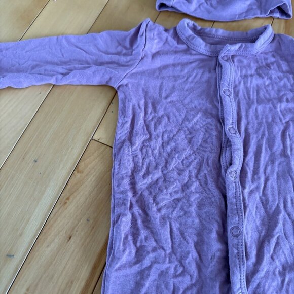 Kyte Baby Romper PJs with Snaps 0-3 months Dusty Pink Includes Hat - Picture 4 of 10